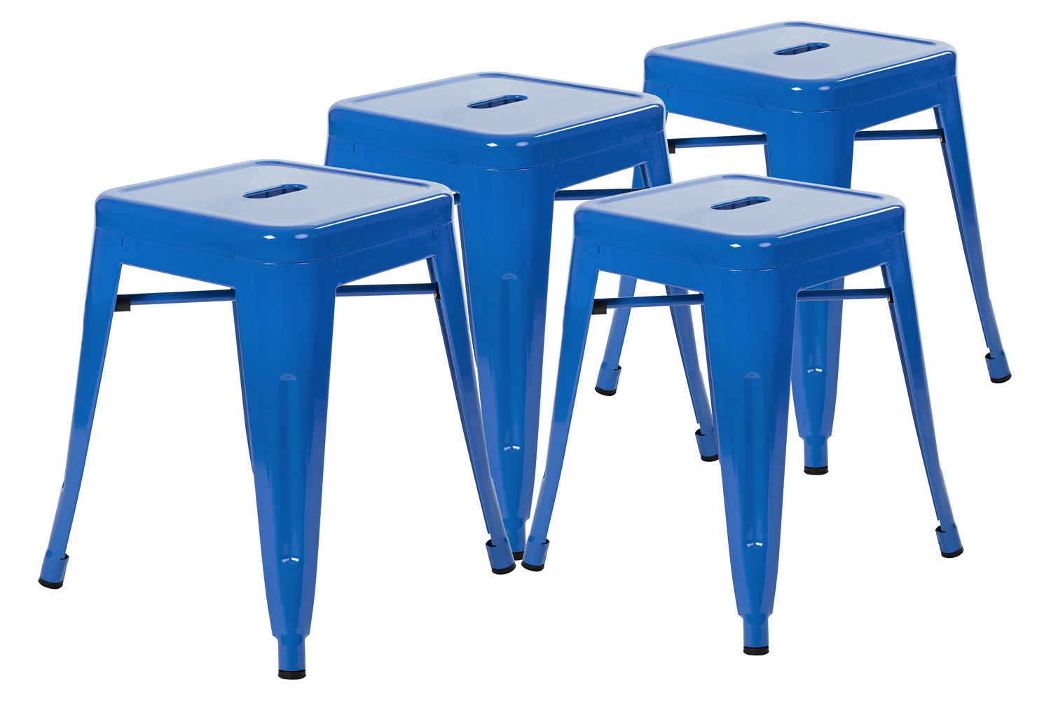 BLNK Kai Commercial Indoor Metal Backless Stackable Table Height Dining Stool Set of 4 - Royal Blue