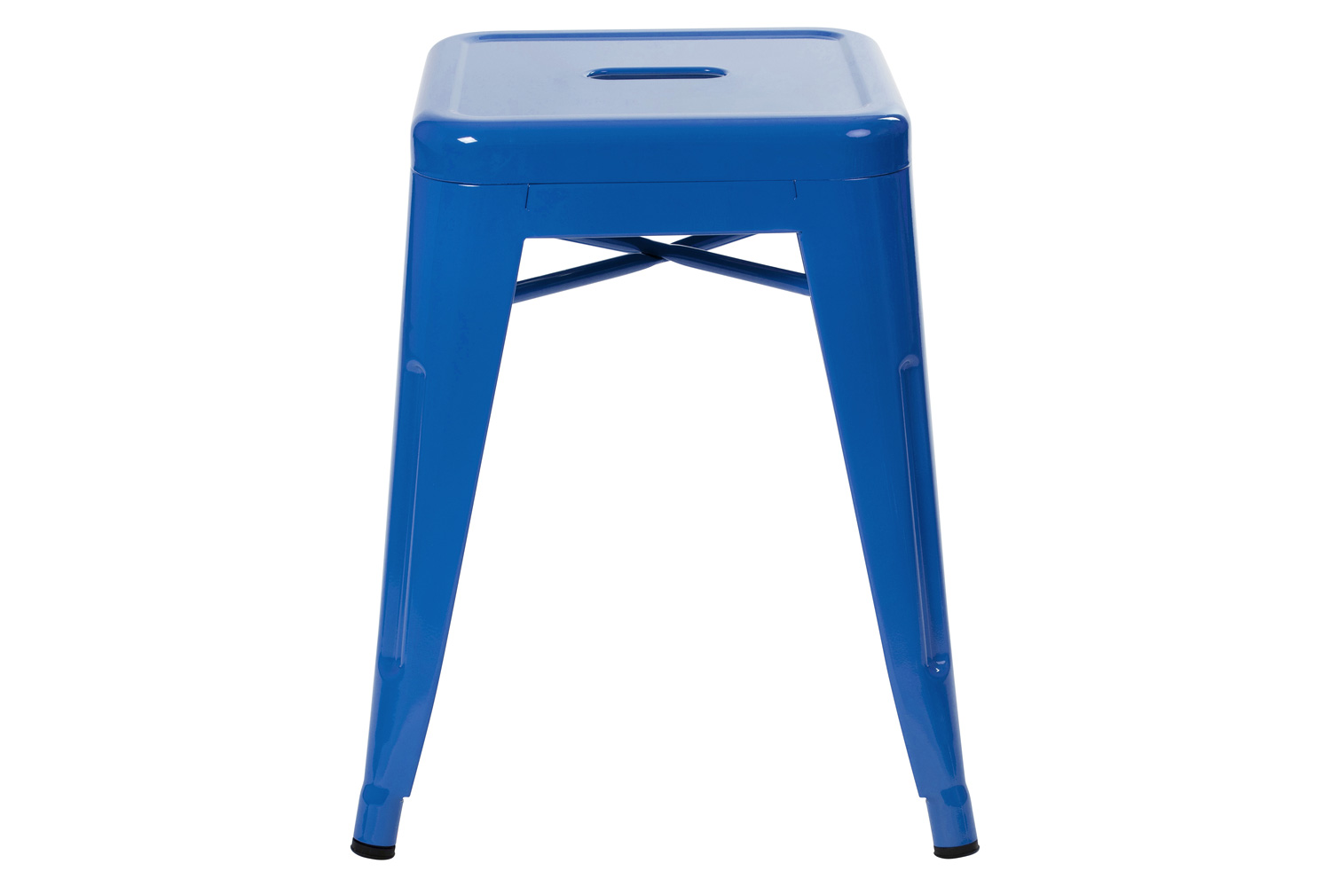 BLNK Kai Commercial Indoor Metal Backless Stackable Table Height Dining Stool Set of 4 - Royal Blue