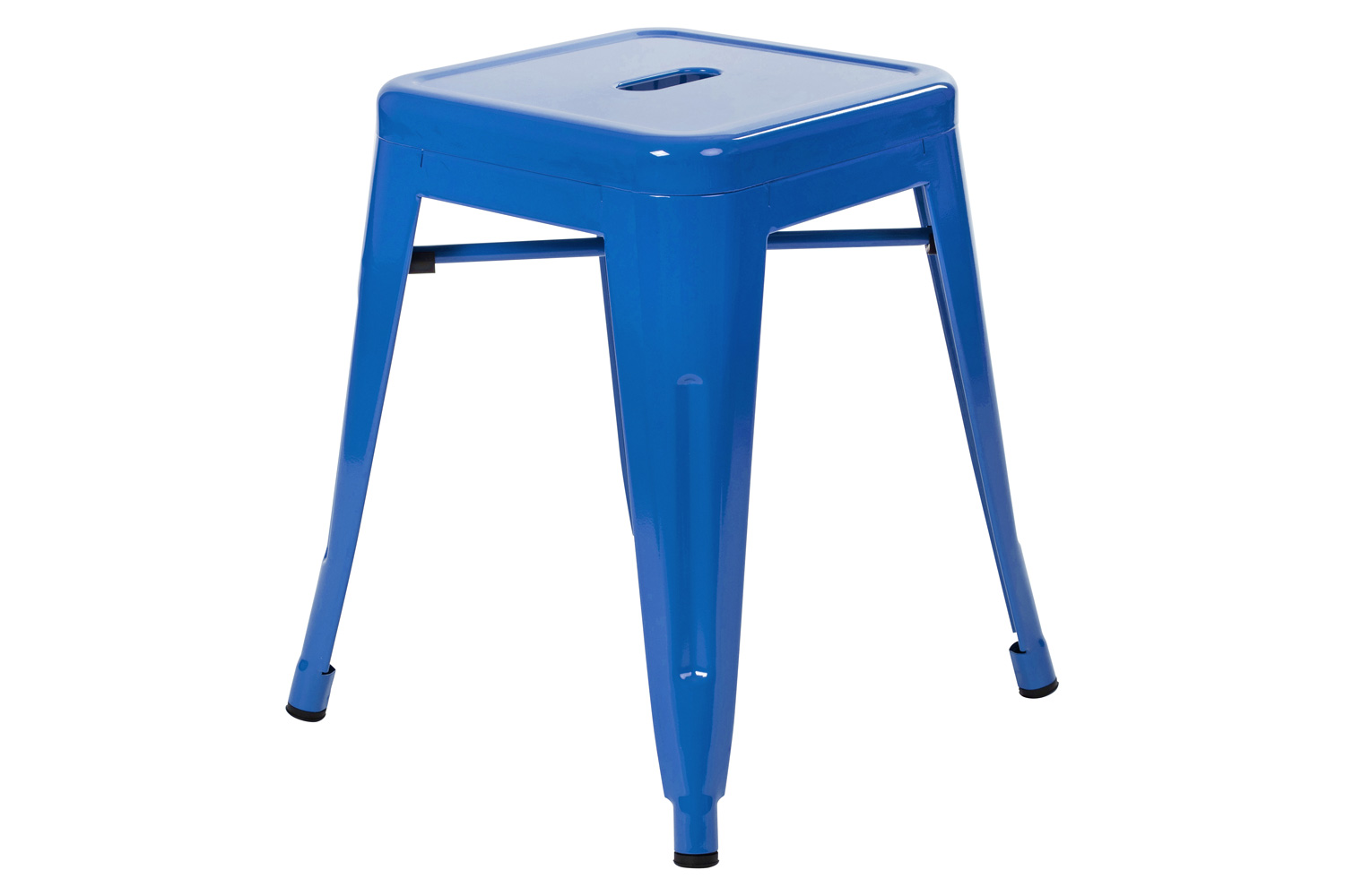 BLNK Kai Commercial Indoor Metal Backless Stackable Table Height Dining Stool Set of 4 - Royal Blue