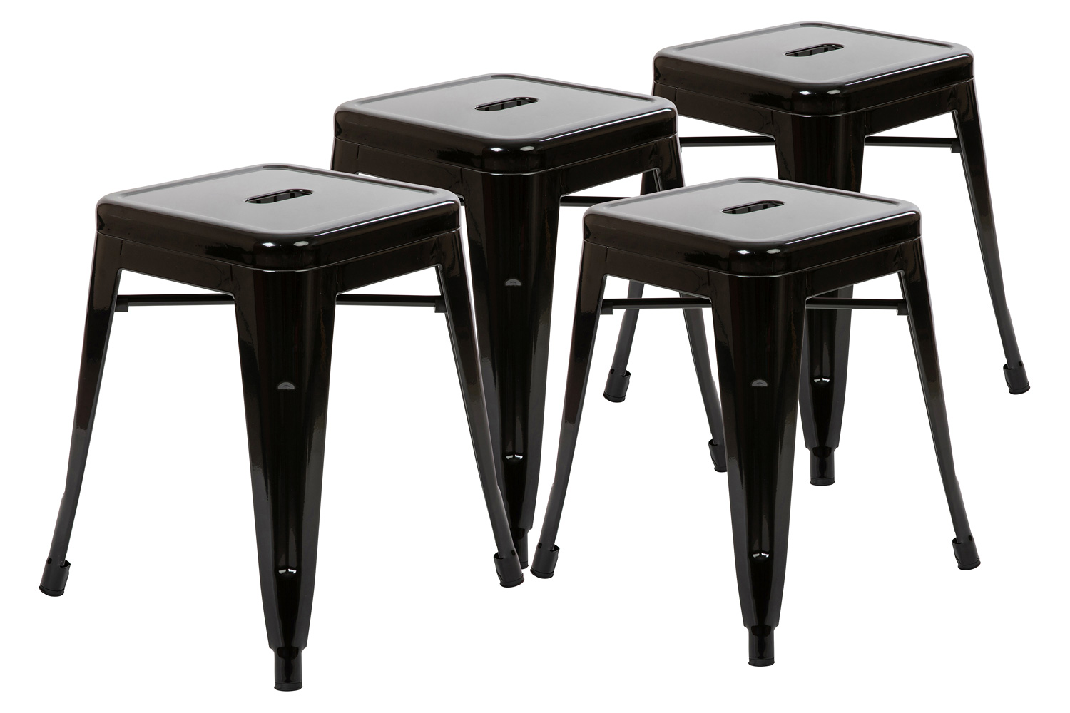 BLNK Kai Commercial Metal Backless Stackable Table Height Dining Stool Set of 4 - Black