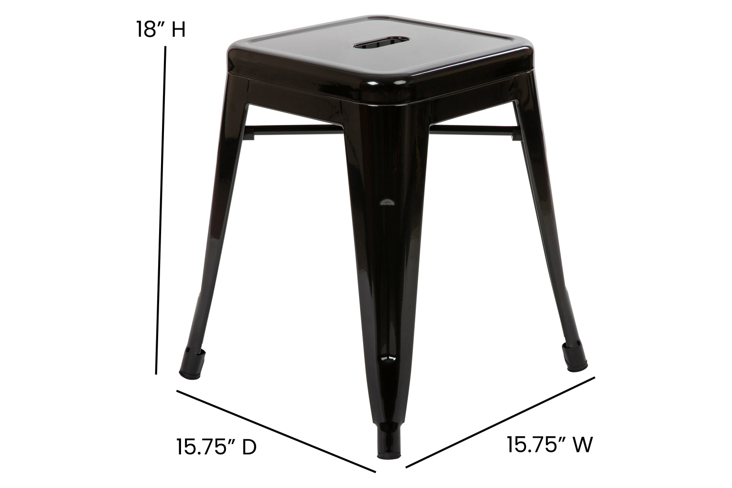 BLNK Kai Commercial Metal Backless Stackable Table Height Dining Stool Set of 4 - Black