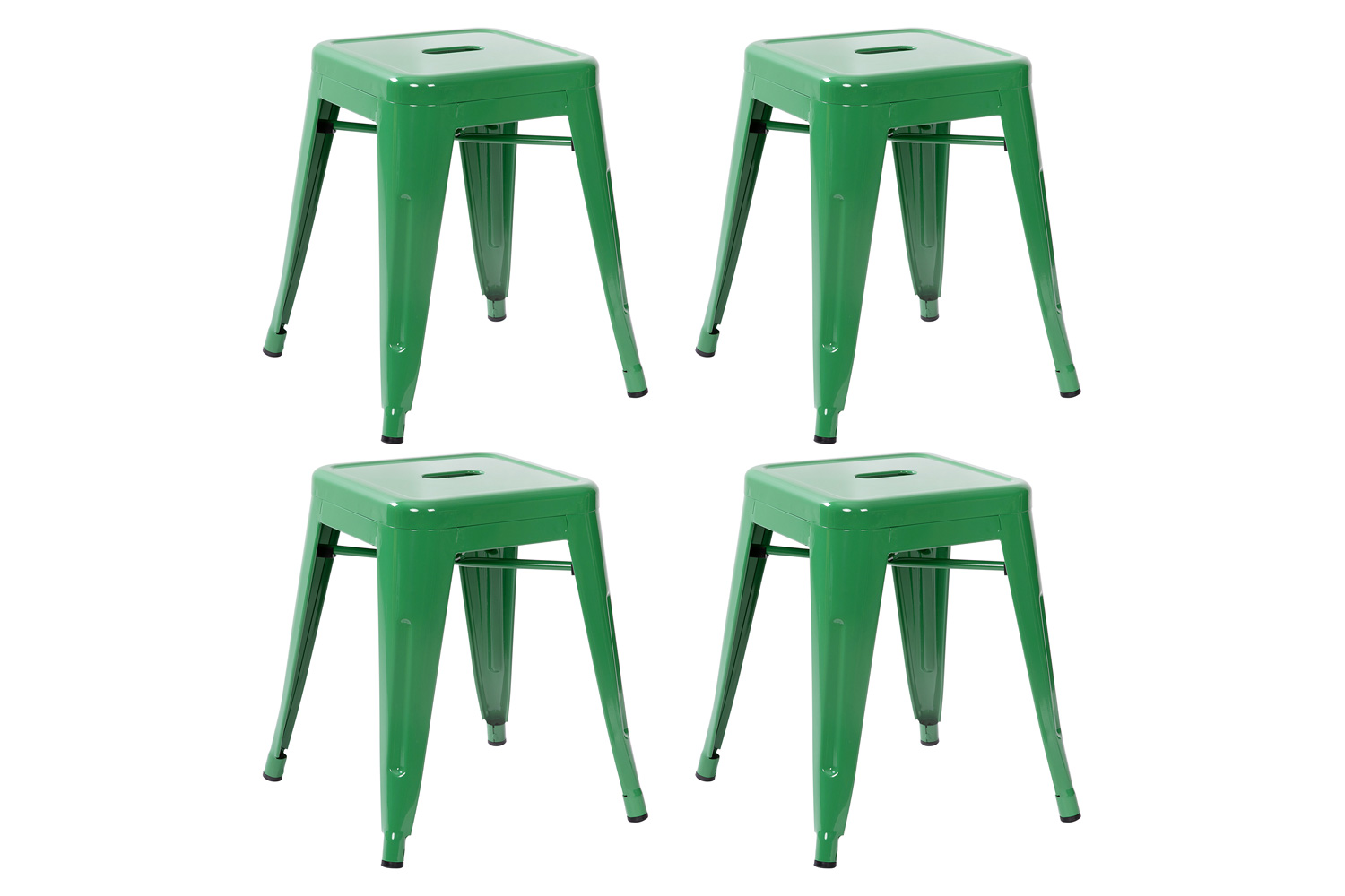 BLNK Kai Commercial Indoor Metal Backless Stackable Table Height Dining Stool Set of 4 - Green