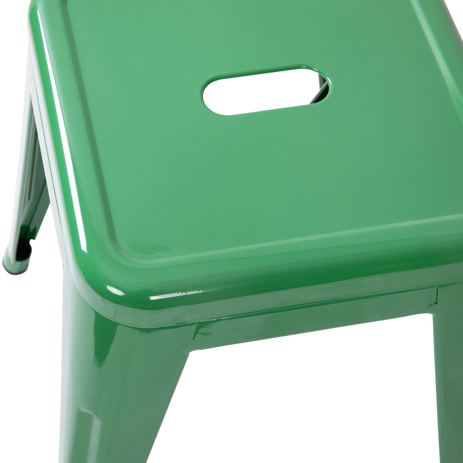 BLNK Kai Commercial Indoor Metal Backless Stackable Table Height Dining Stool Set of 4 - Green