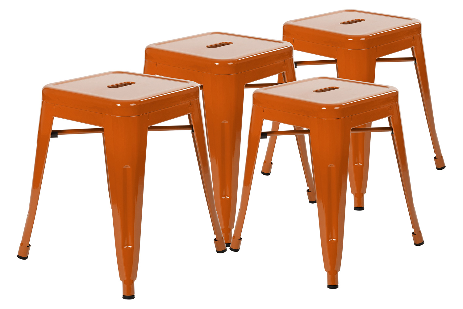 BLNK Kai Commercial Indoor Metal Backless Stackable Table Height Dining Stool Set of 4 - Orange