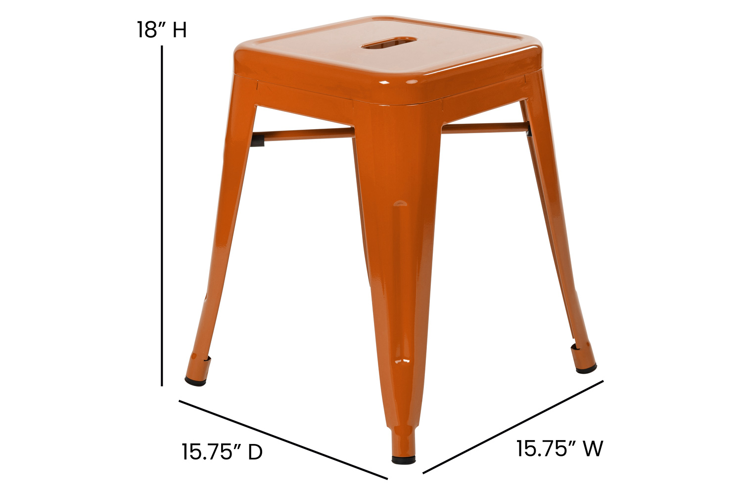 BLNK Kai Commercial Indoor Metal Backless Stackable Table Height Dining Stool Set of 4 - Orange