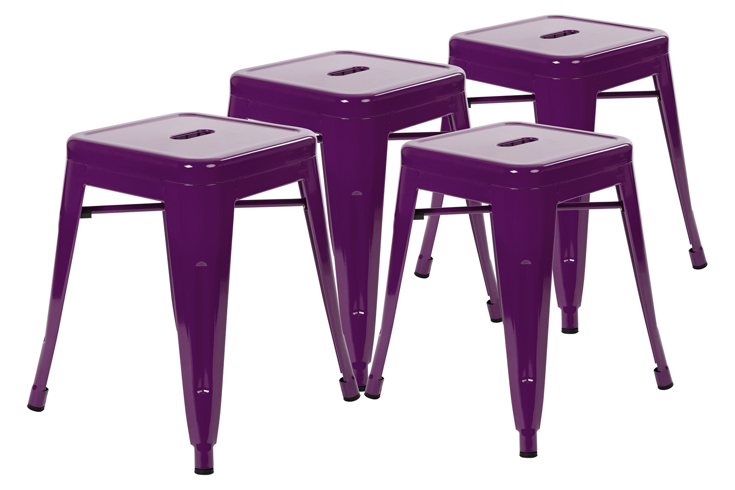 BLNK Kai Commercial Indoor Metal Backless Stackable Table Height Dining Stool Set of 4 - Purple