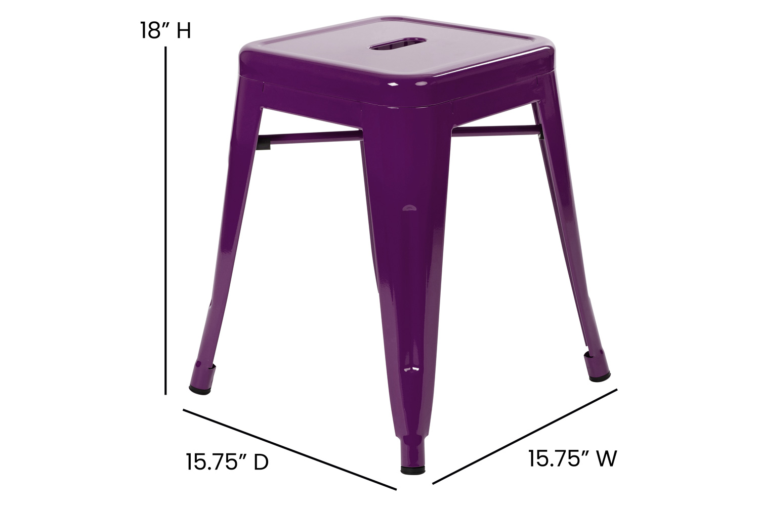 BLNK Kai Commercial Indoor Metal Backless Stackable Table Height Dining Stool Set of 4 - Purple