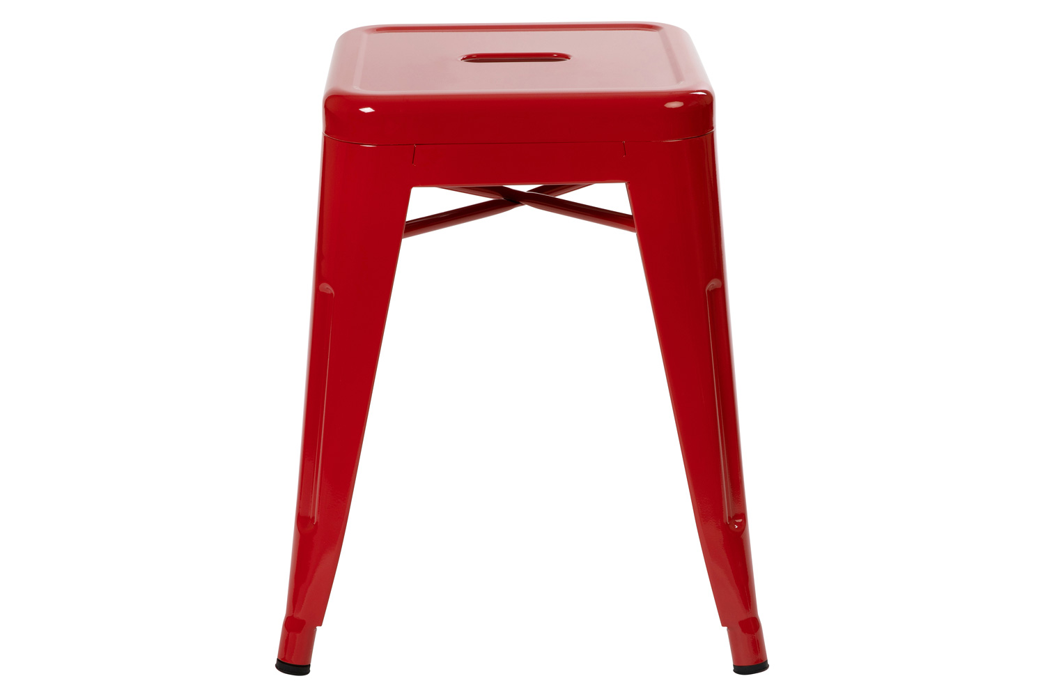 BLNK Kai Commercial Indoor Metal Backless Stackable Table Height Dining Stool Set of 4 - Red