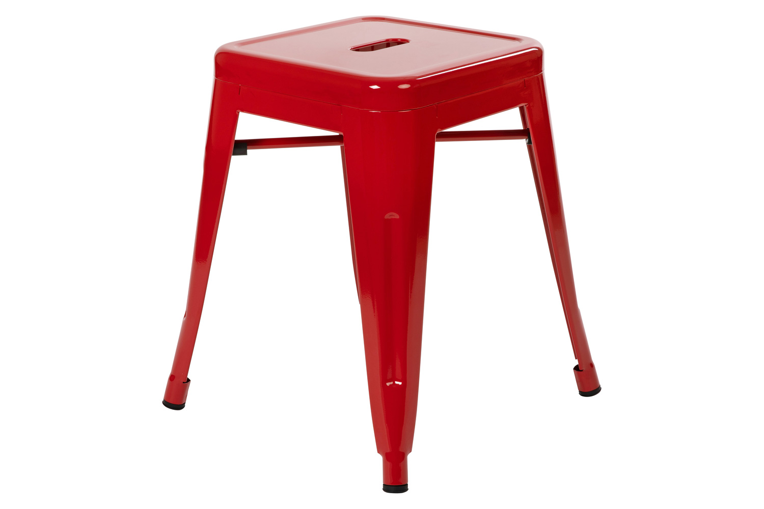 BLNK Kai Commercial Indoor Metal Backless Stackable Table Height Dining Stool Set of 4 - Red