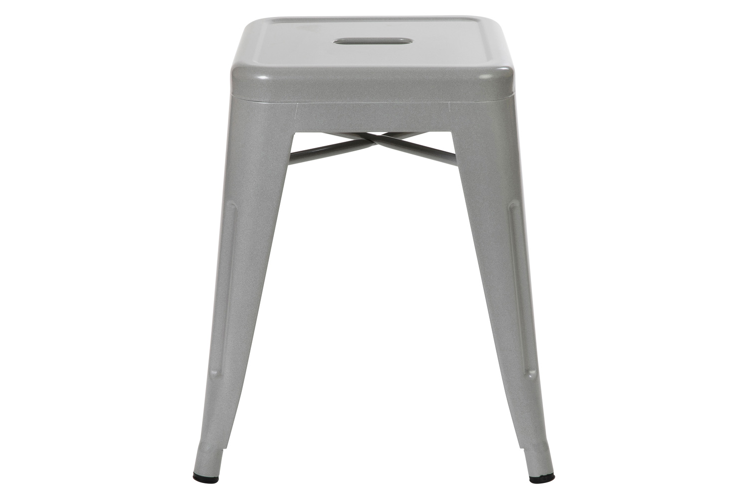 BLNK Kai Commercial Indoor Metal Backless Stackable Table Height Dining Stool Set of 4 - Silver