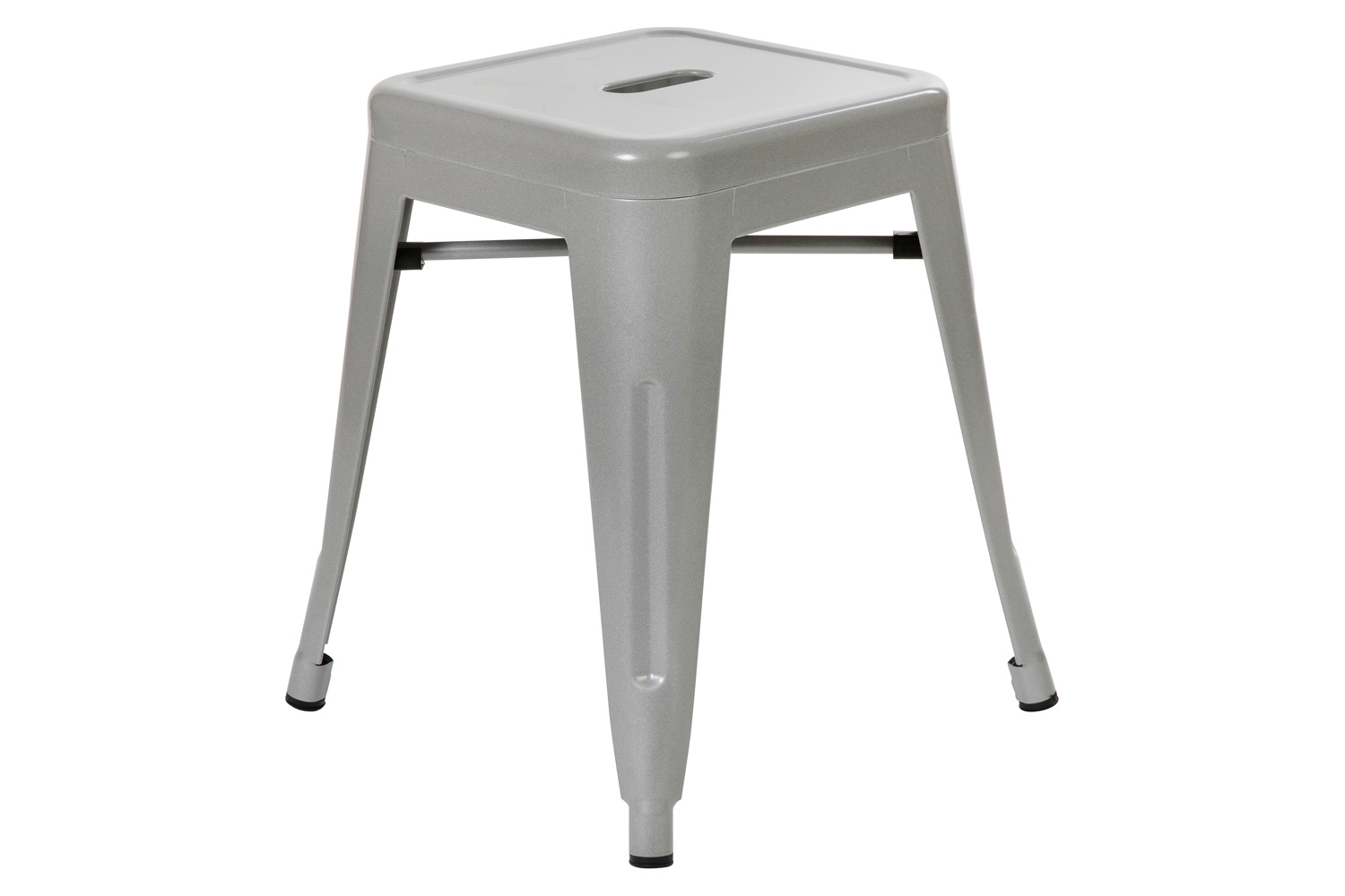 BLNK Kai Commercial Indoor Metal Backless Stackable Table Height Dining Stool Set of 4 - Silver