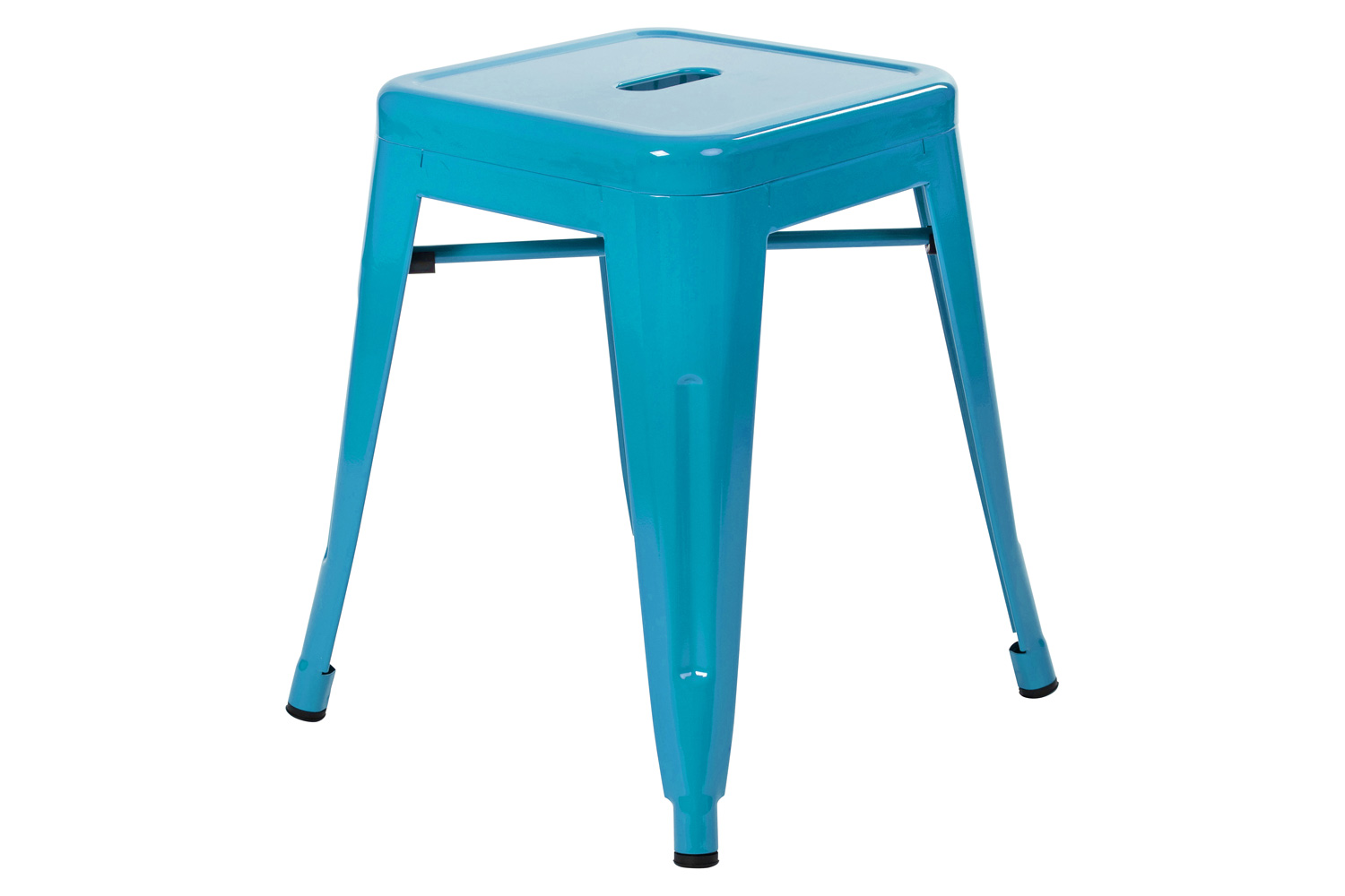 BLNK Kai Commercial Indoor Metal Backless Stackable Table Height Dining Stool Set of 4 - Teal