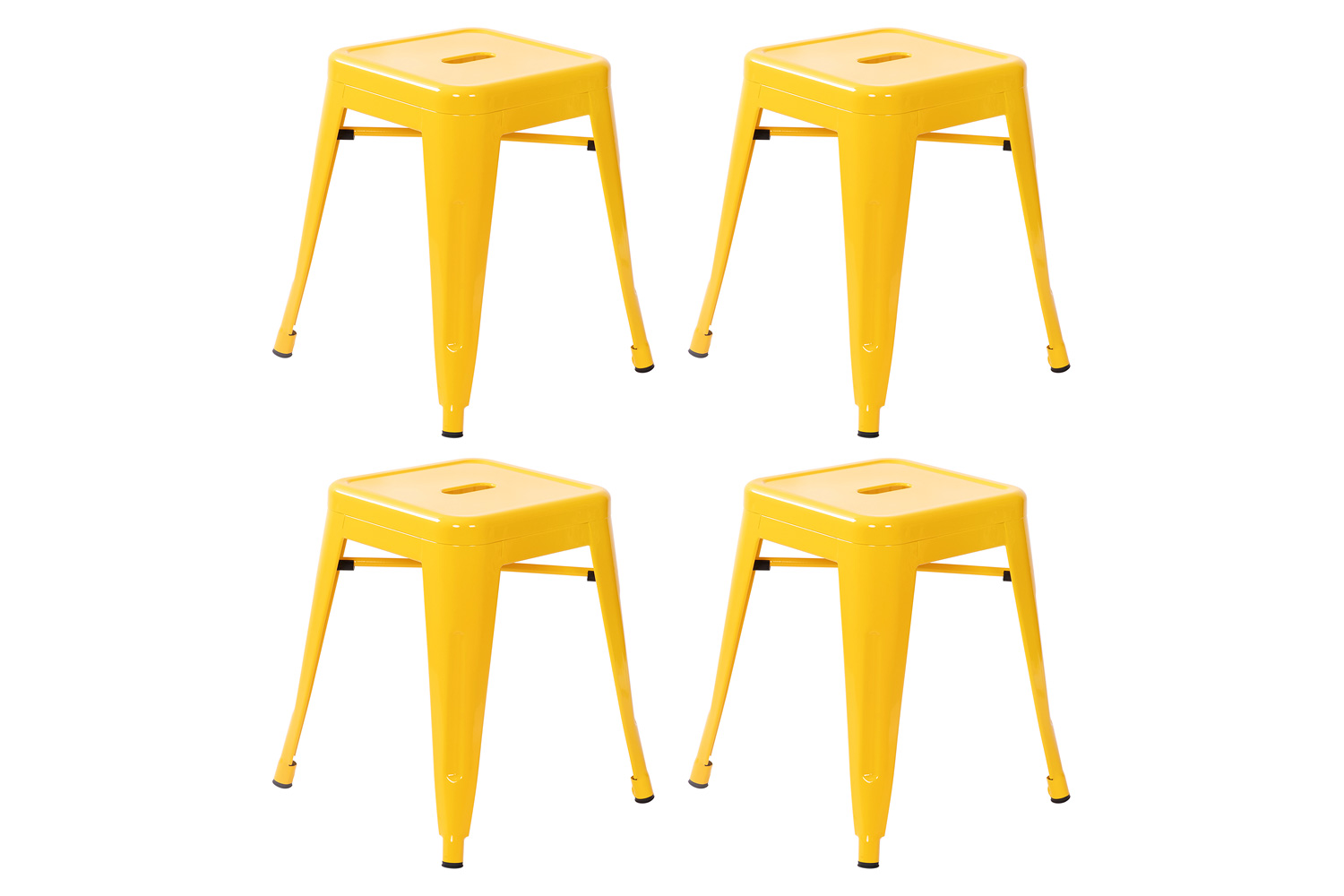 BLNK Kai Commercial Indoor Metal Backless Stackable Table Height Dining Stool Set of 4 - Yellow