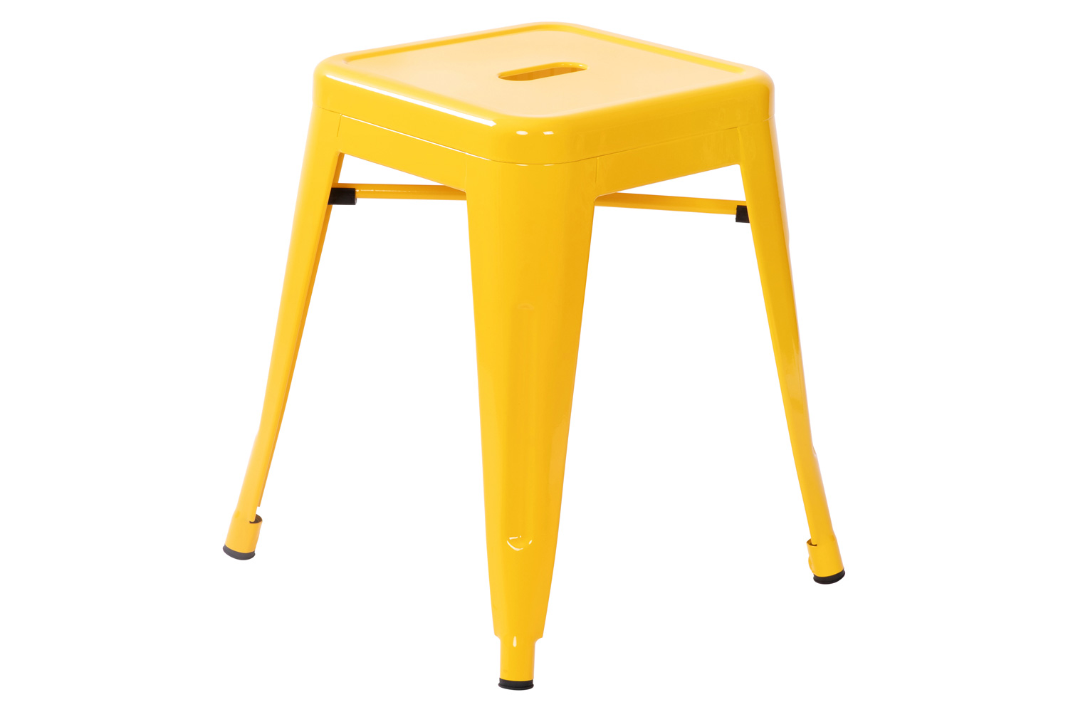 BLNK Kai Commercial Indoor Metal Backless Stackable Table Height Dining Stool Set of 4 - Yellow