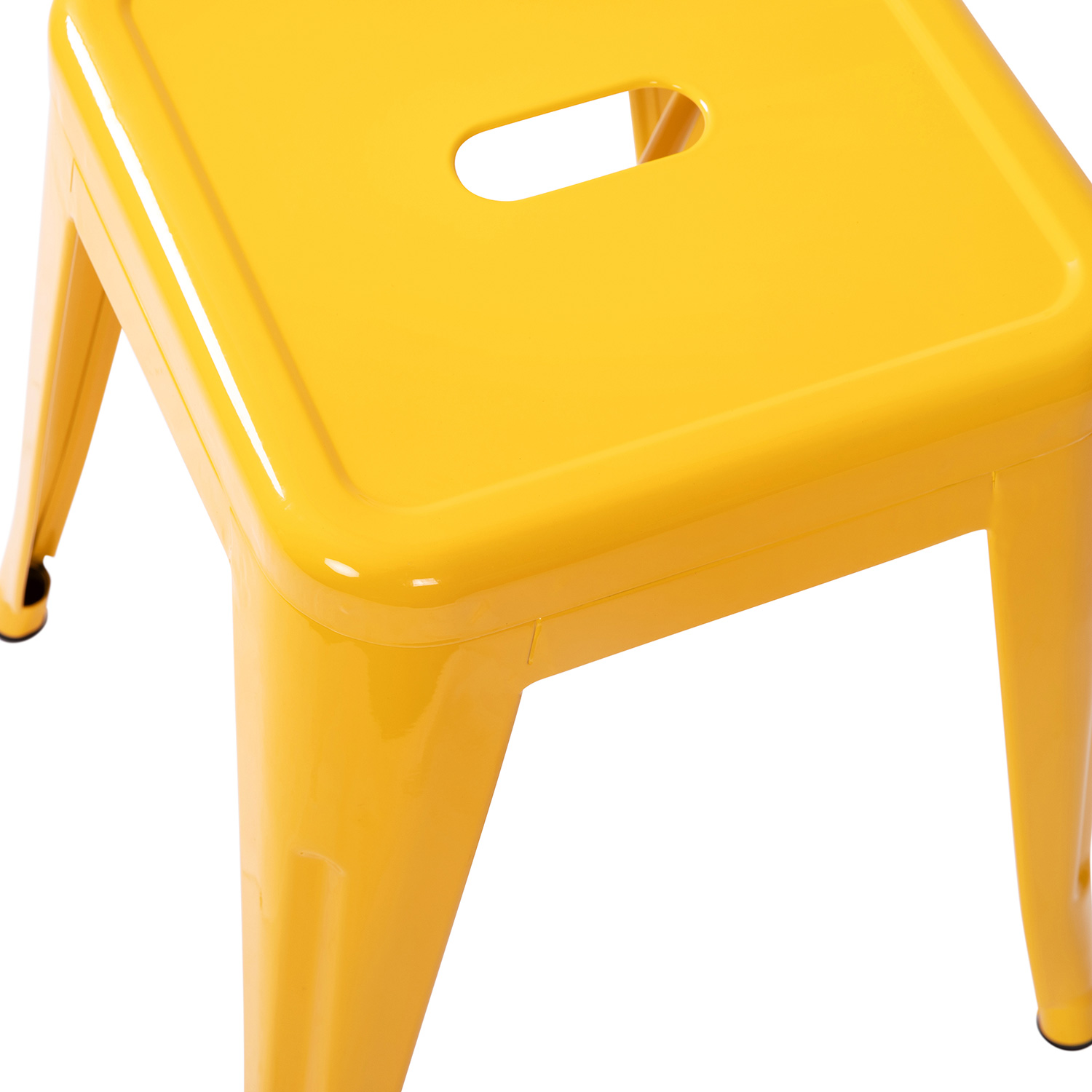 BLNK Kai Commercial Indoor Metal Backless Stackable Table Height Dining Stool Set of 4 - Yellow