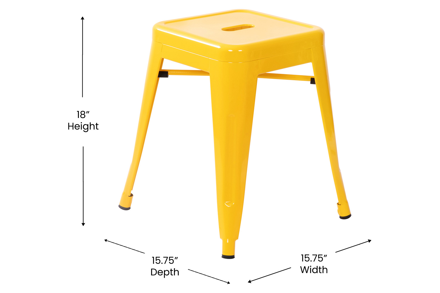 BLNK Kai Commercial Indoor Metal Backless Stackable Table Height Dining Stool Set of 4 - Yellow