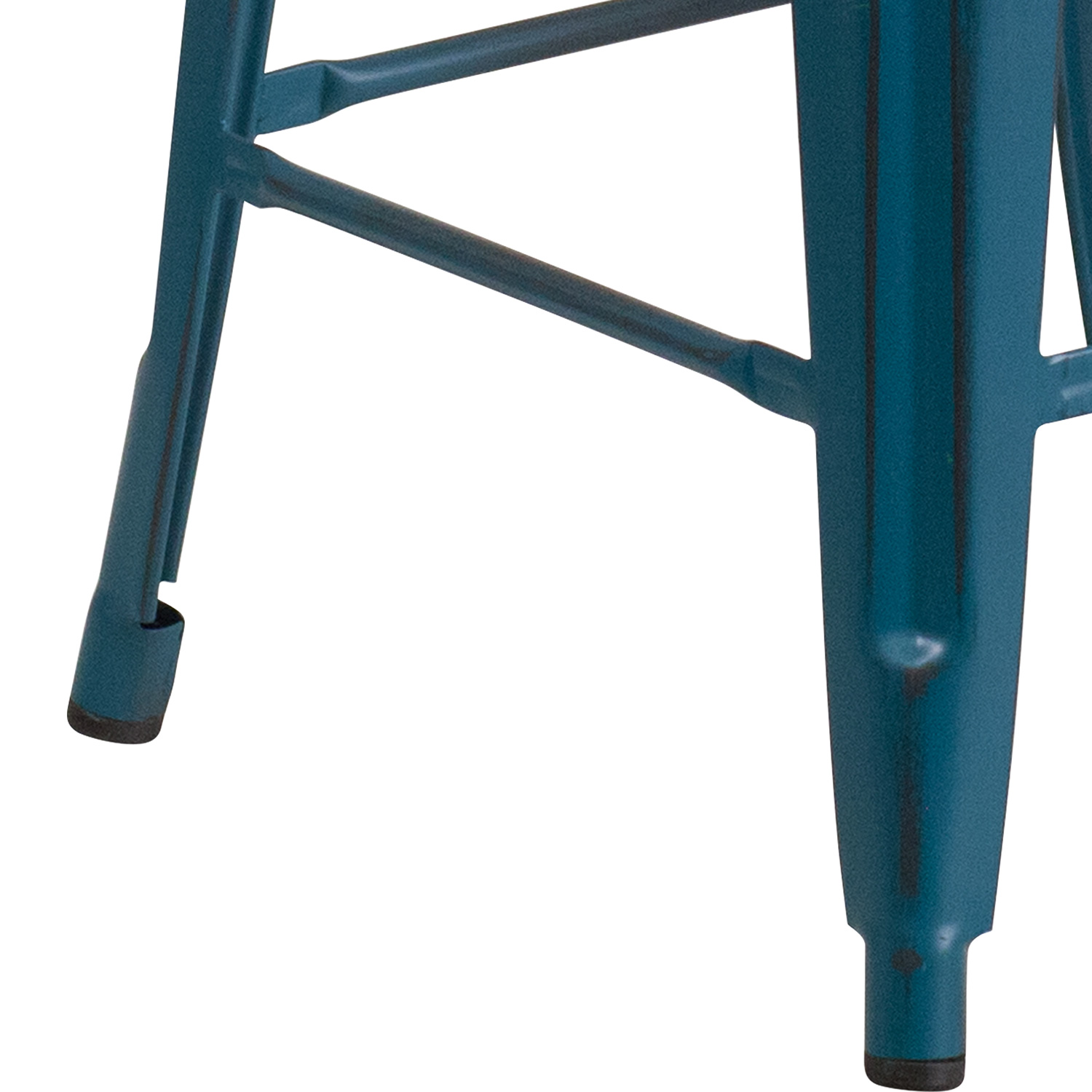 BLNK Kai Commercial Metal Backless Distressed Indoor-Outdoor Counter Height Stool - Antique Blue