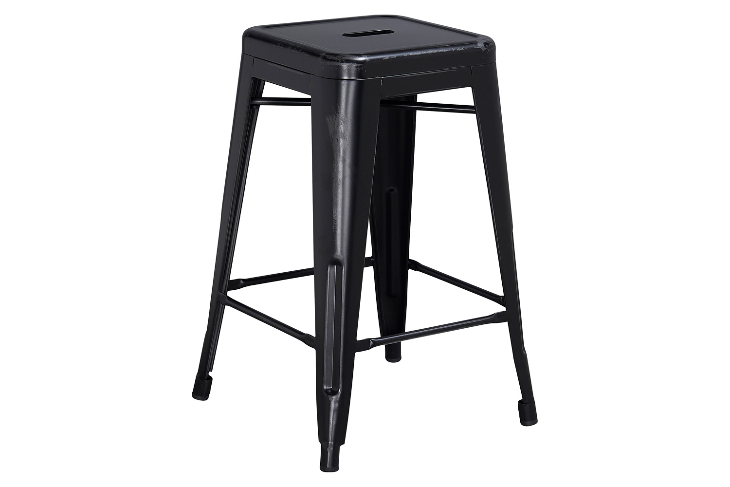 BLNK Kai Commercial Metal Backless Distressed Indoor-Outdoor Counter Height Stool - Black