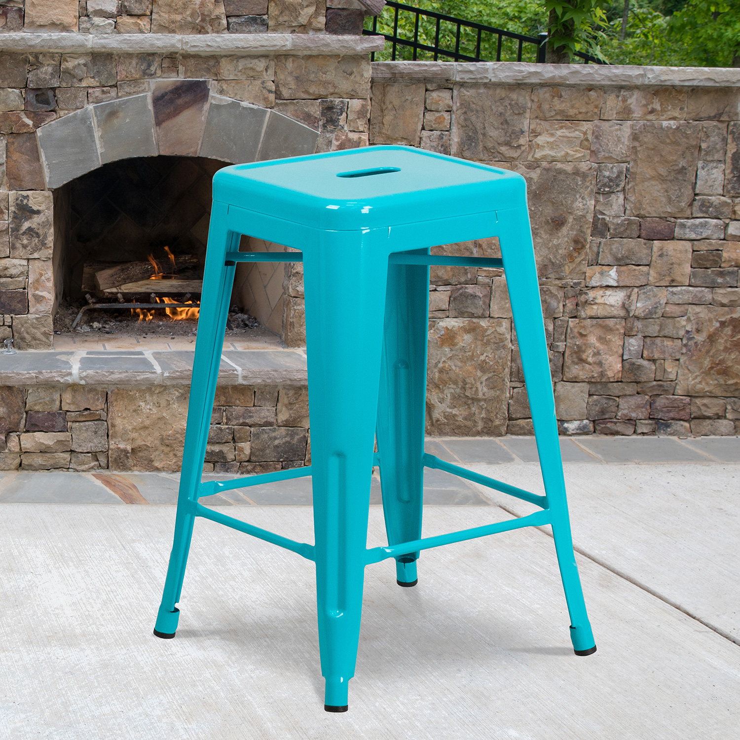 BLNK Kai Commercial Backless Indoor-Outdoor Counter Height Stool