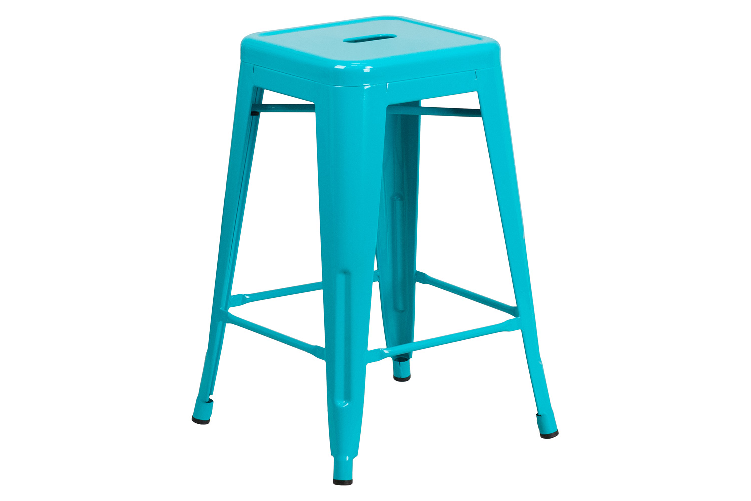 BLNK Kai Commercial Backless Indoor-Outdoor Counter Height Stool - Crystal Teal/Blue