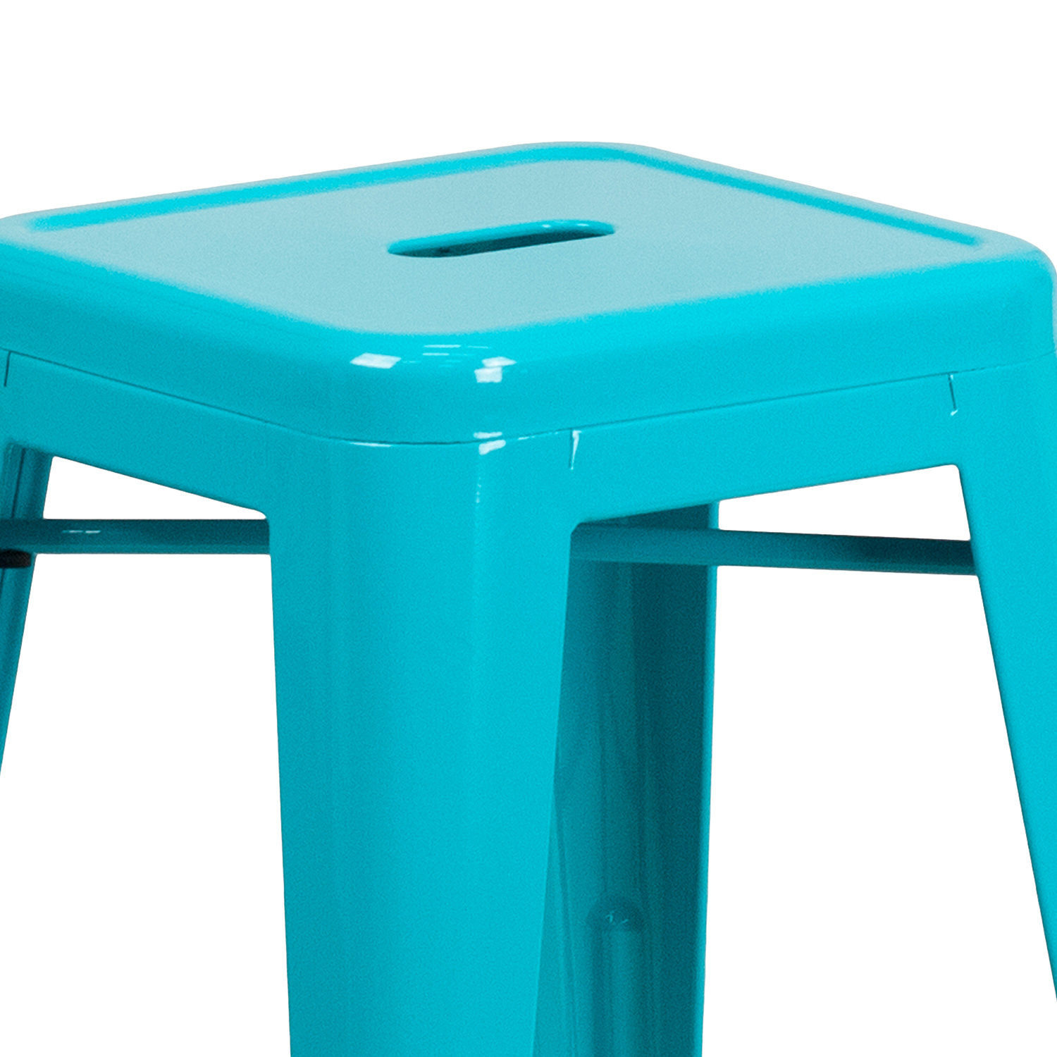 BLNK Kai Commercial Backless Indoor-Outdoor Counter Height Stool - Crystal Teal/Blue