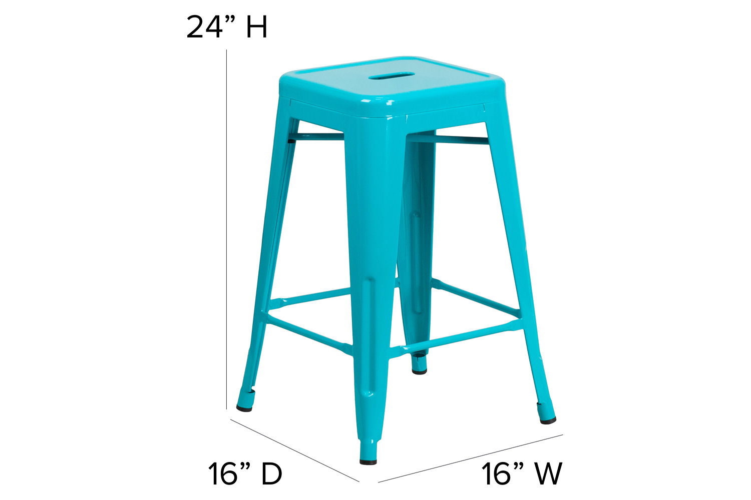 BLNK Kai Commercial Backless Indoor-Outdoor Counter Height Stool - Crystal Teal/Blue