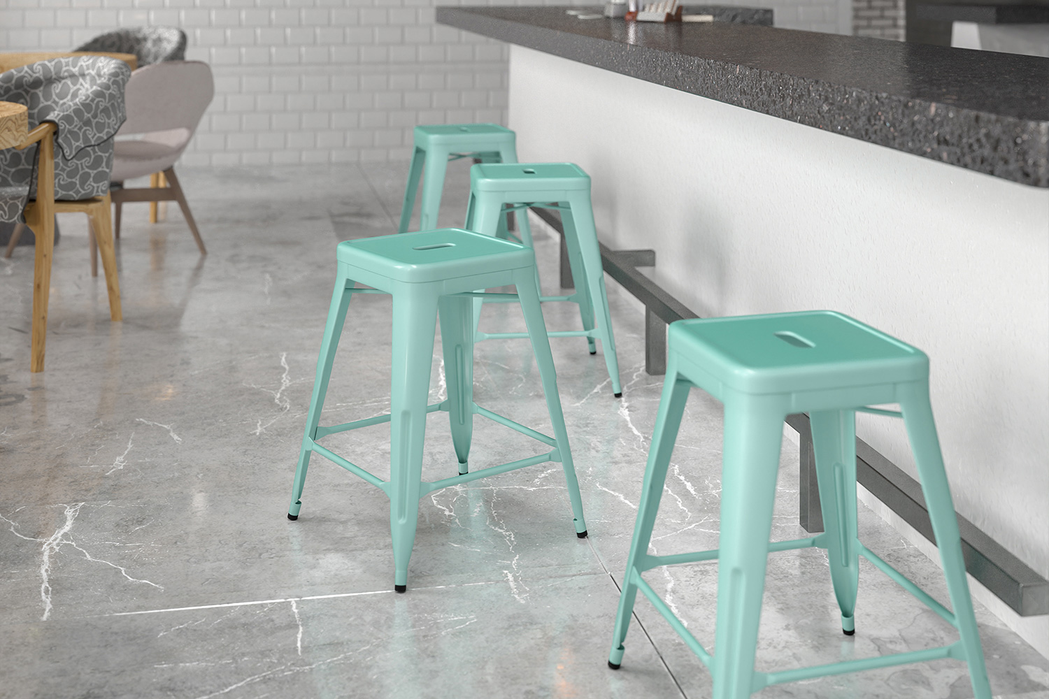 BLNK Kai Commercial Backless Indoor-Outdoor Counter Height Stool