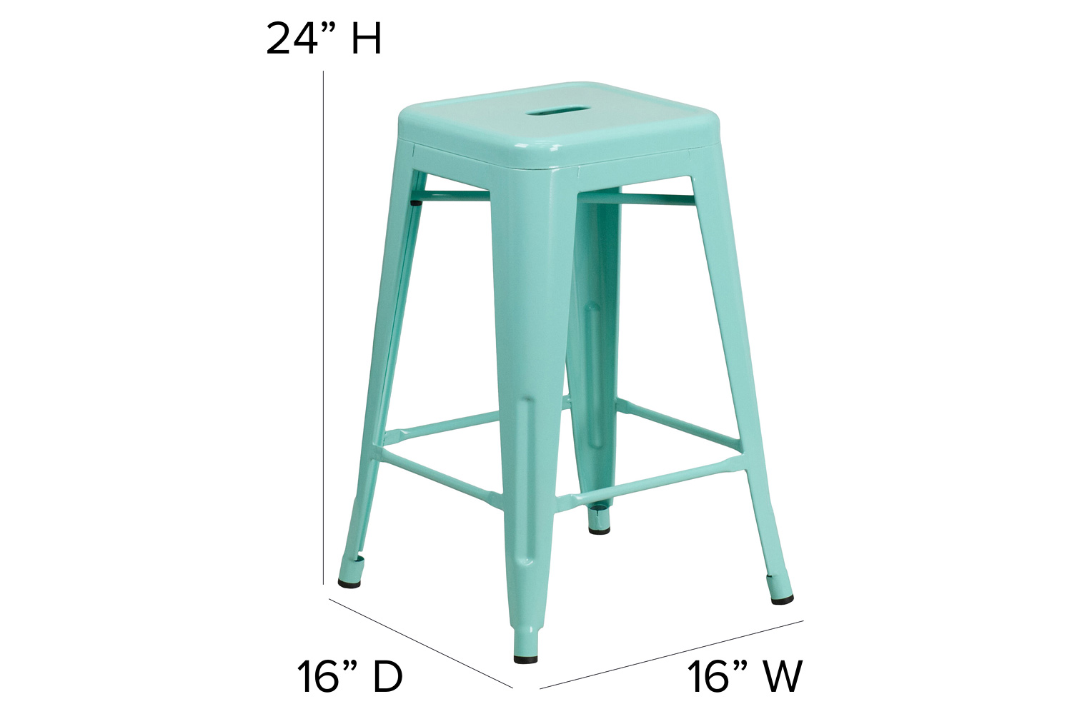 BLNK Kai Commercial Backless Indoor-Outdoor Counter Height Stool - Mint Green