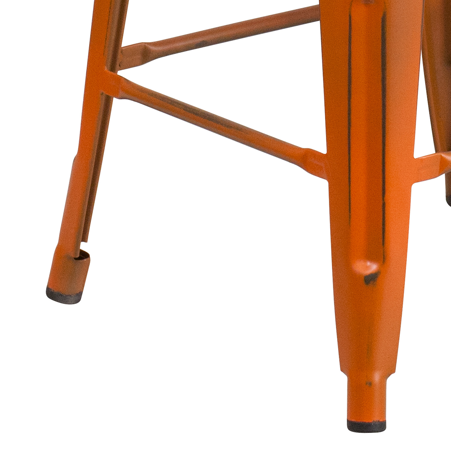 BLNK Kai Commercial Metal Backless Distressed Indoor-Outdoor Counter Height Stool - Orange