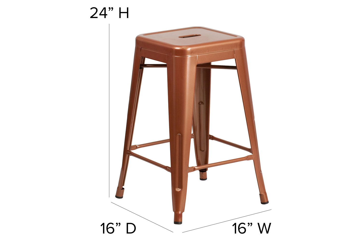 BLNK Kai Commercial Backless Indoor-Outdoor Counter Height Stool - Copper