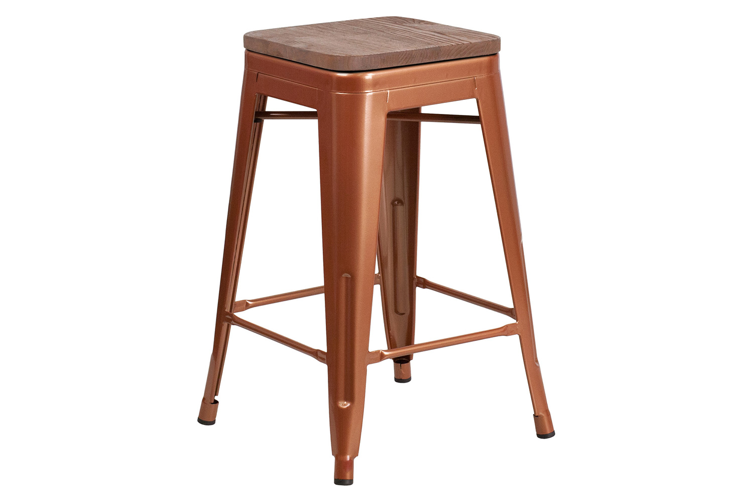 BLNK Sinclair Backless Counter Height Stool with Square Wood Seat