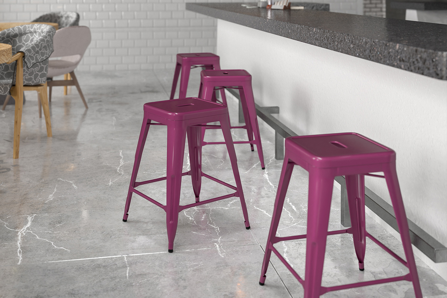 BLNK Kai Commercial Backless Indoor-Outdoor Counter Height Stool