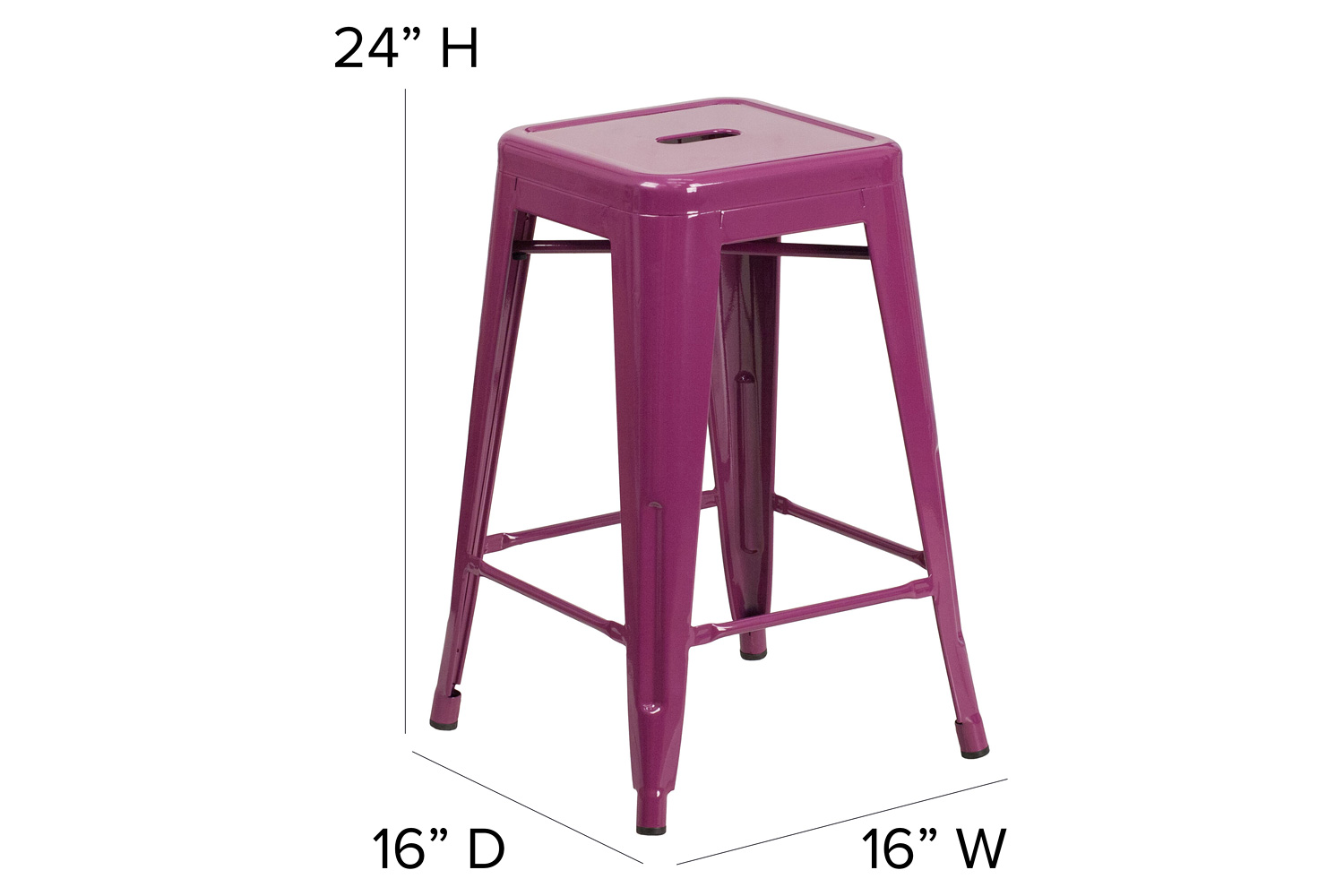 BLNK Kai Commercial Backless Indoor-Outdoor Counter Height Stool - Purple