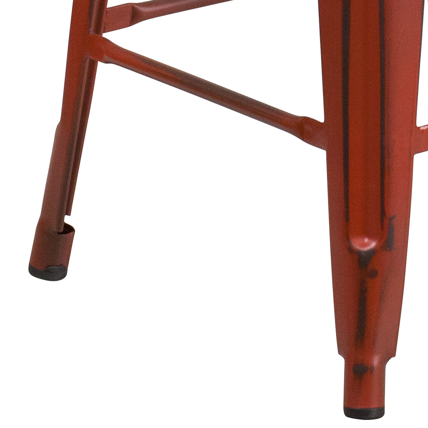 BLNK Kai Commercial Metal Backless Distressed Indoor-Outdoor Counter Height Stool - Kelly Red