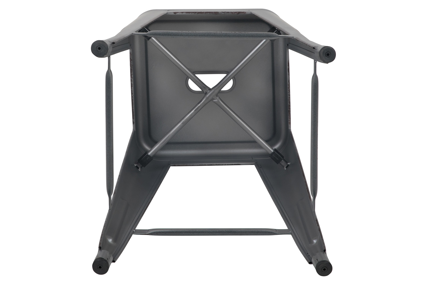 BLNK Kai Commercial Metal Backless Distressed Indoor-Outdoor Counter Height Stool - Silver Gray