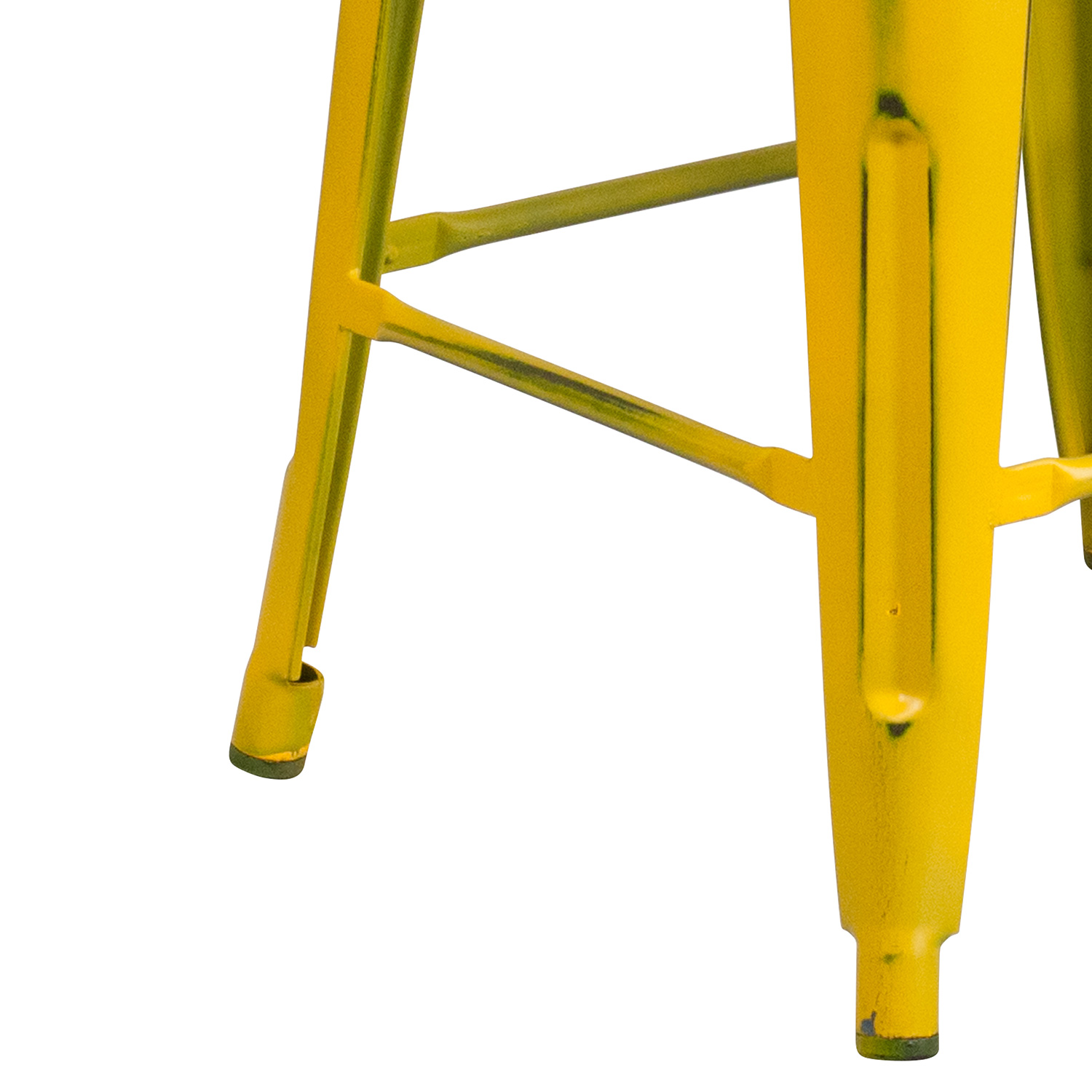 BLNK™ Kai Commercial Metal Backless Distressed Indoor-Outdoor Counter Height Stool - Yellow