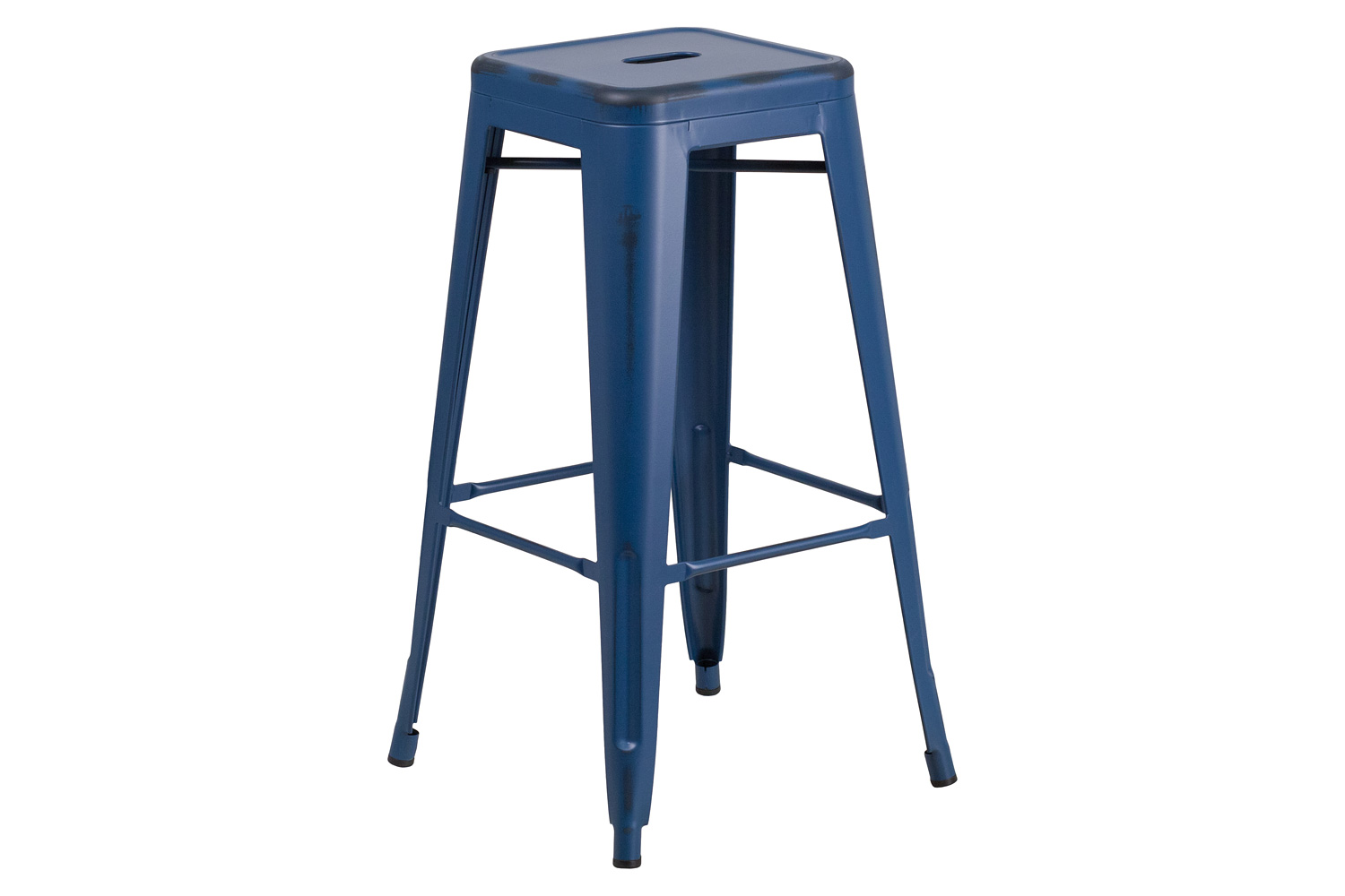 BLNK Kai Commercial Metal Backless Distressed Indoor-Outdoor Bar Stool - Antique Blue