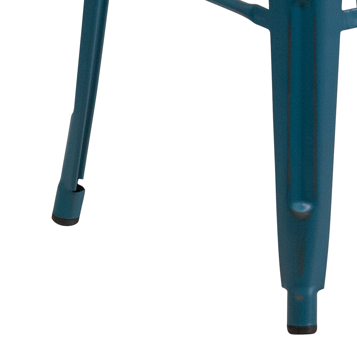 BLNK Kai Commercial Metal Backless Distressed Indoor-Outdoor Bar Stool - Antique Blue