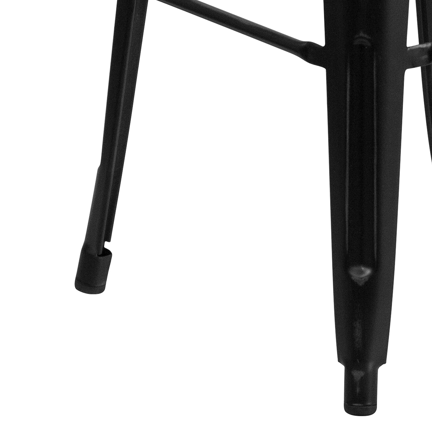 BLNK Kai Commercial Metal Backless Distressed Indoor-Outdoor Bar Stool - Black