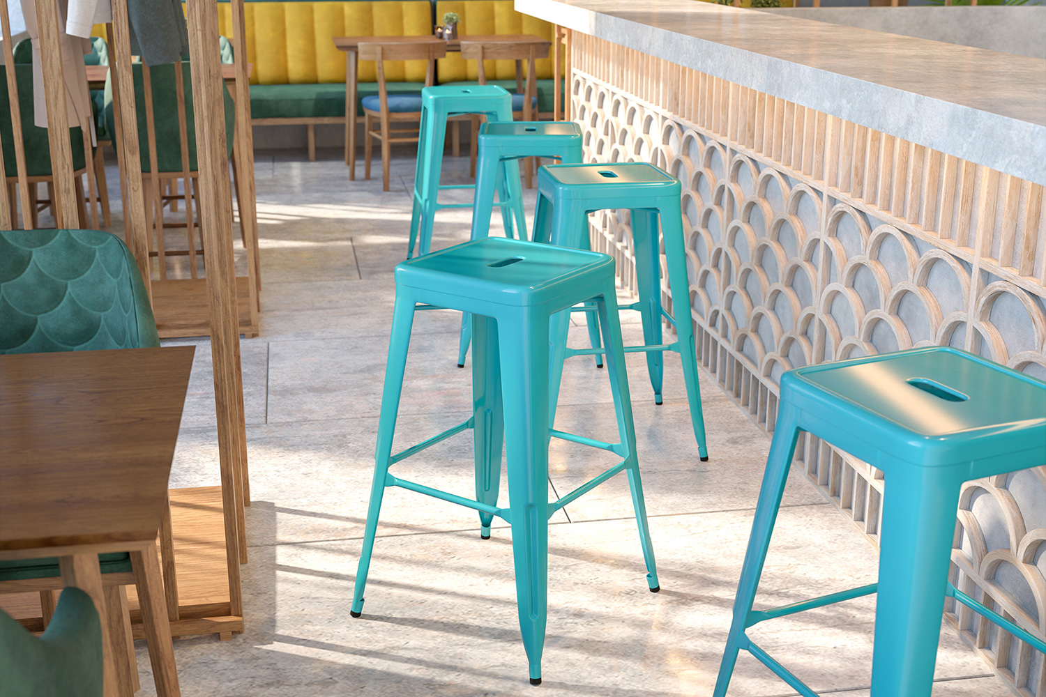 BLNK Kai Commercial Backless Indoor-Outdoor Bar Stool