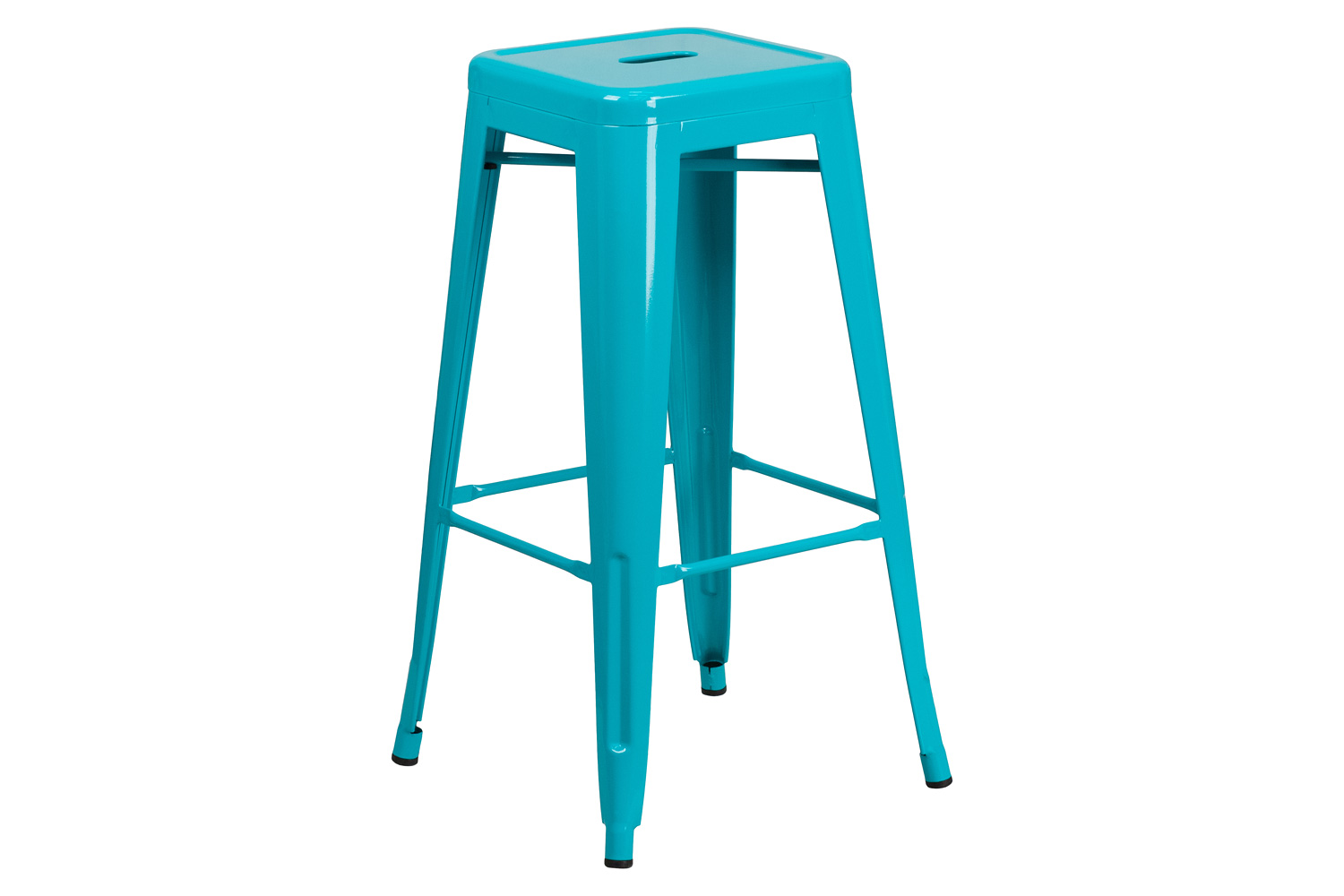 BLNK Kai Commercial Backless Indoor-Outdoor Bar Stool - Crystal Teal/Blue