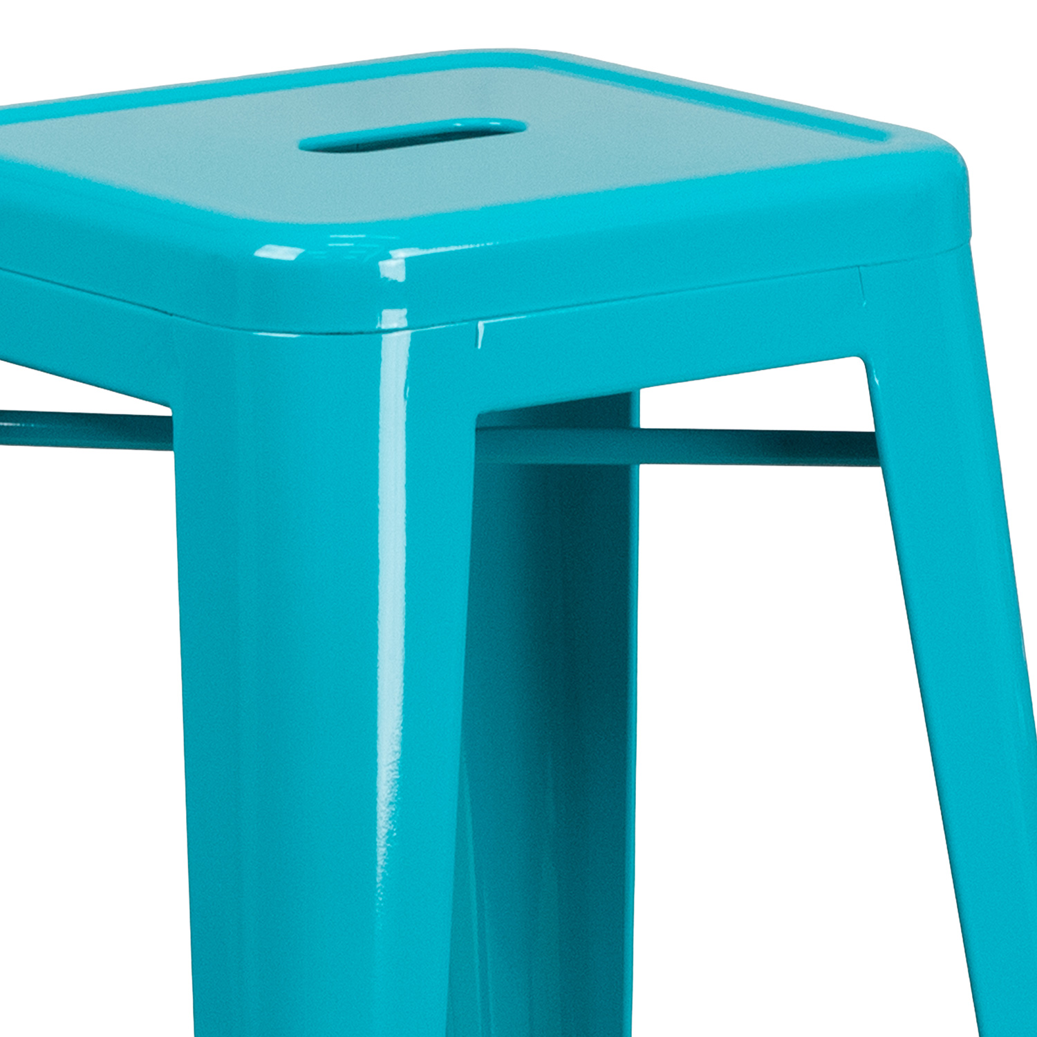 BLNK Kai Commercial Backless Indoor-Outdoor Bar Stool - Crystal Teal/Blue