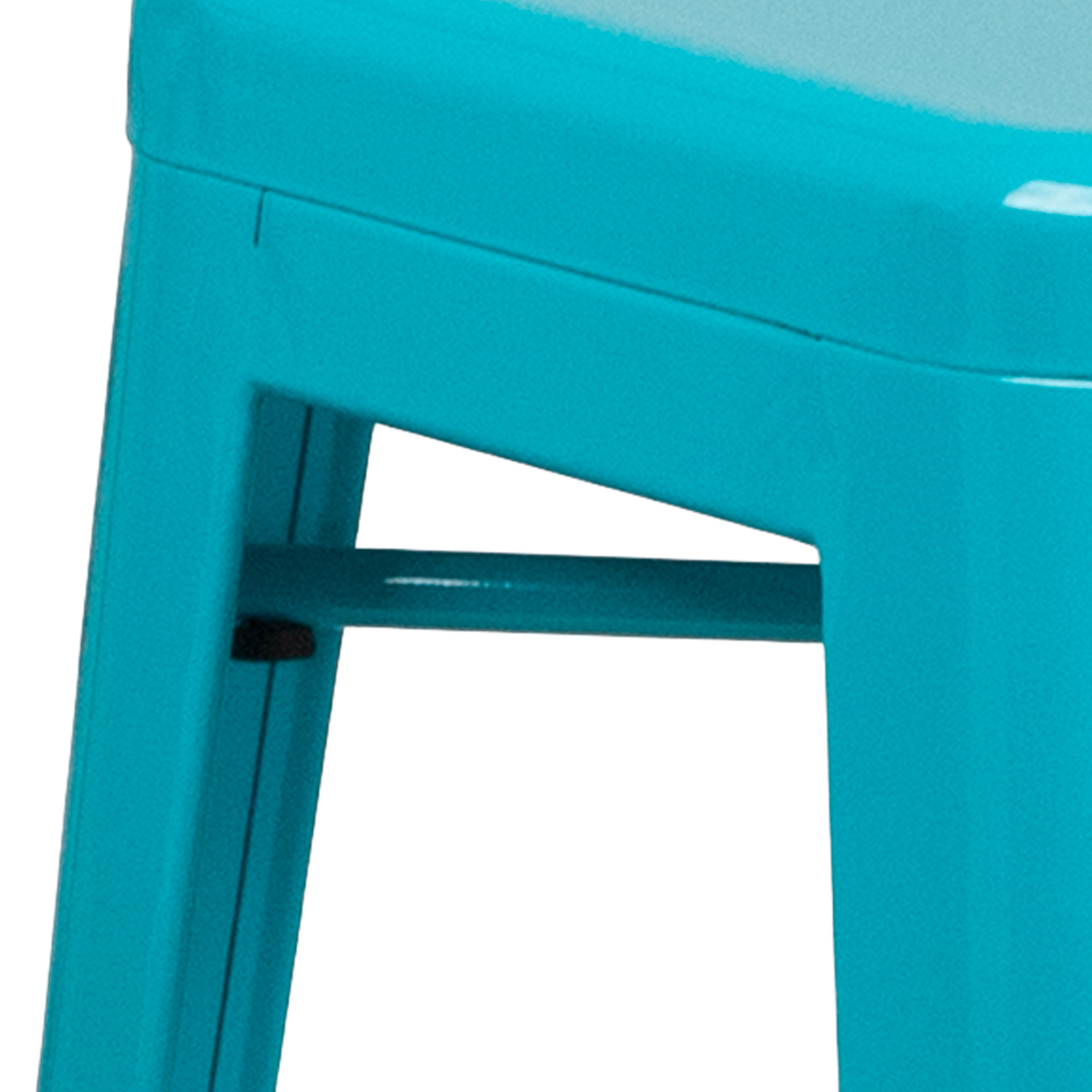 BLNK Kai Commercial Backless Indoor-Outdoor Bar Stool - Crystal Teal/Blue