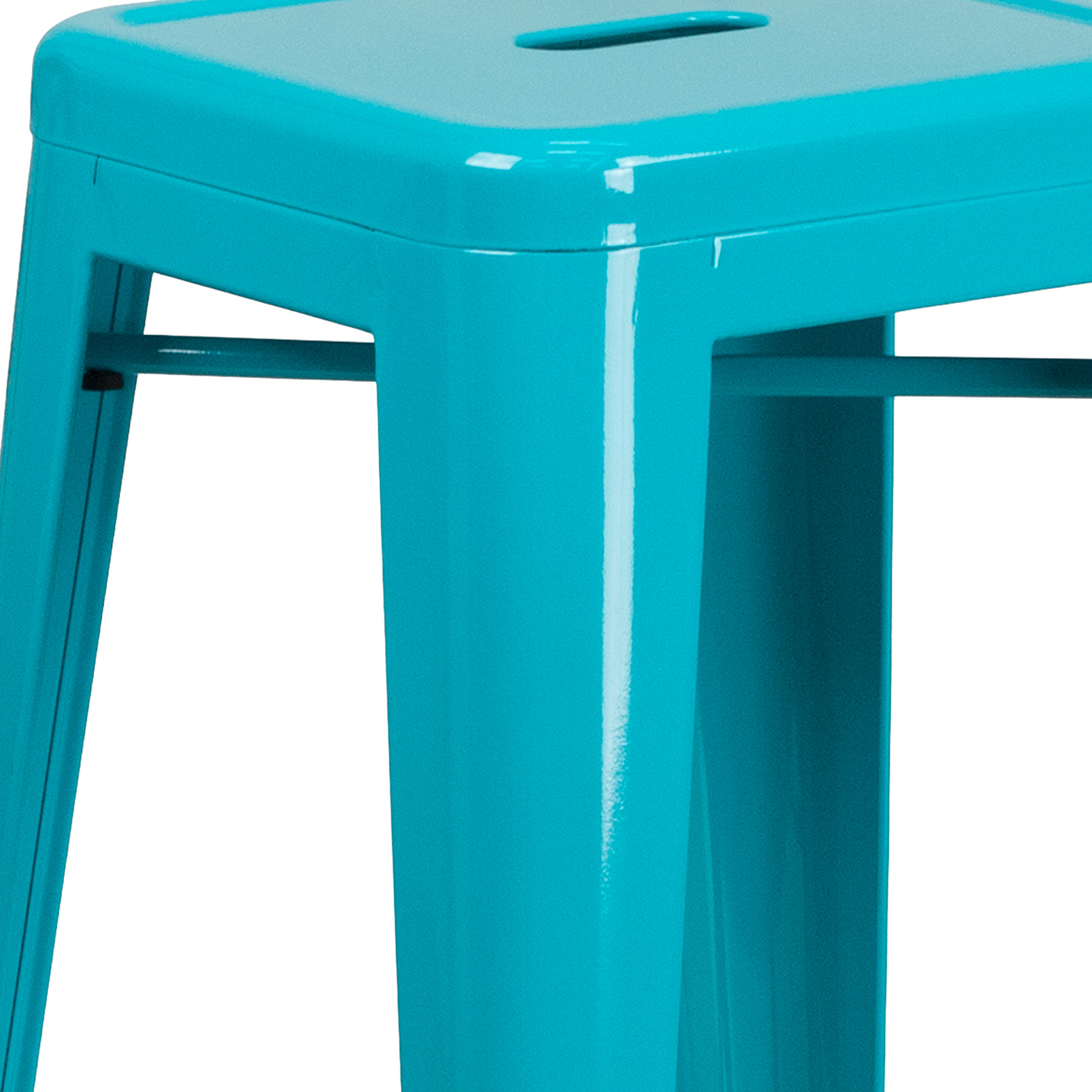 BLNK Kai Commercial Backless Indoor-Outdoor Bar Stool - Crystal Teal/Blue