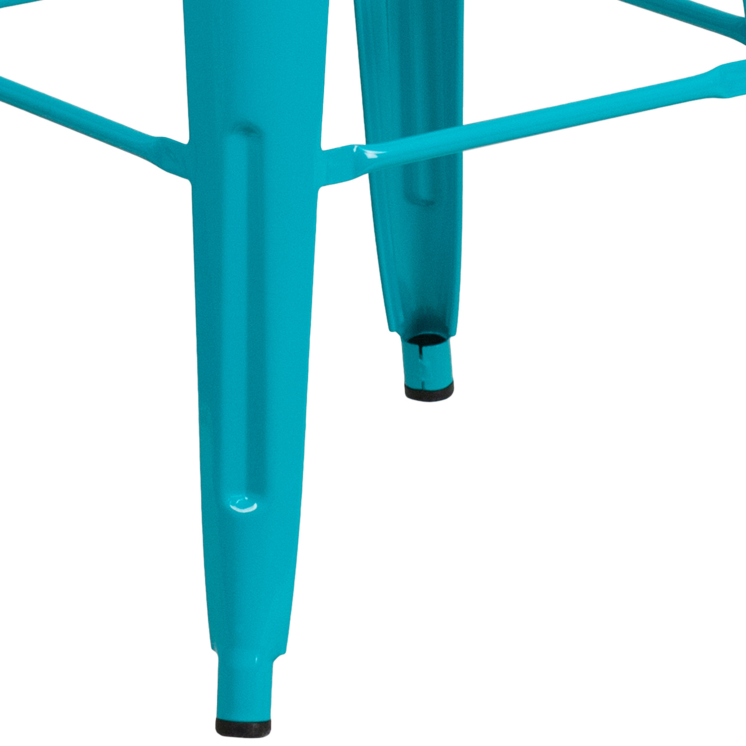 BLNK Kai Commercial Backless Indoor-Outdoor Bar Stool - Crystal Teal/Blue