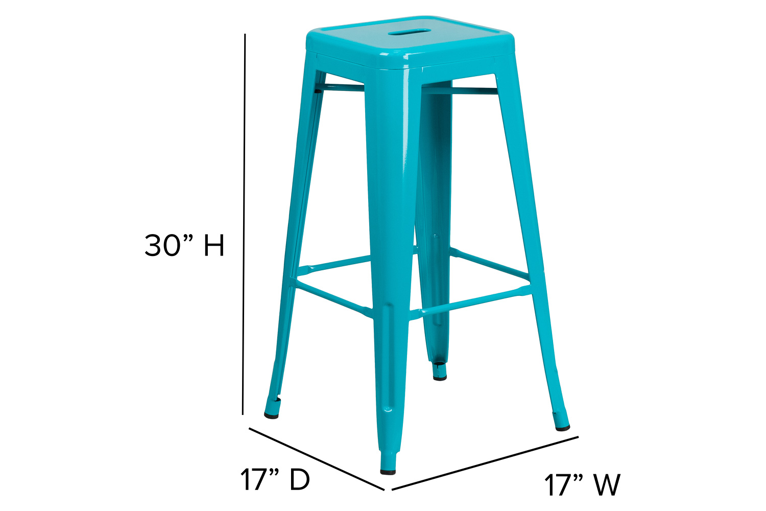 BLNK Kai Commercial Backless Indoor-Outdoor Bar Stool - Crystal Teal/Blue