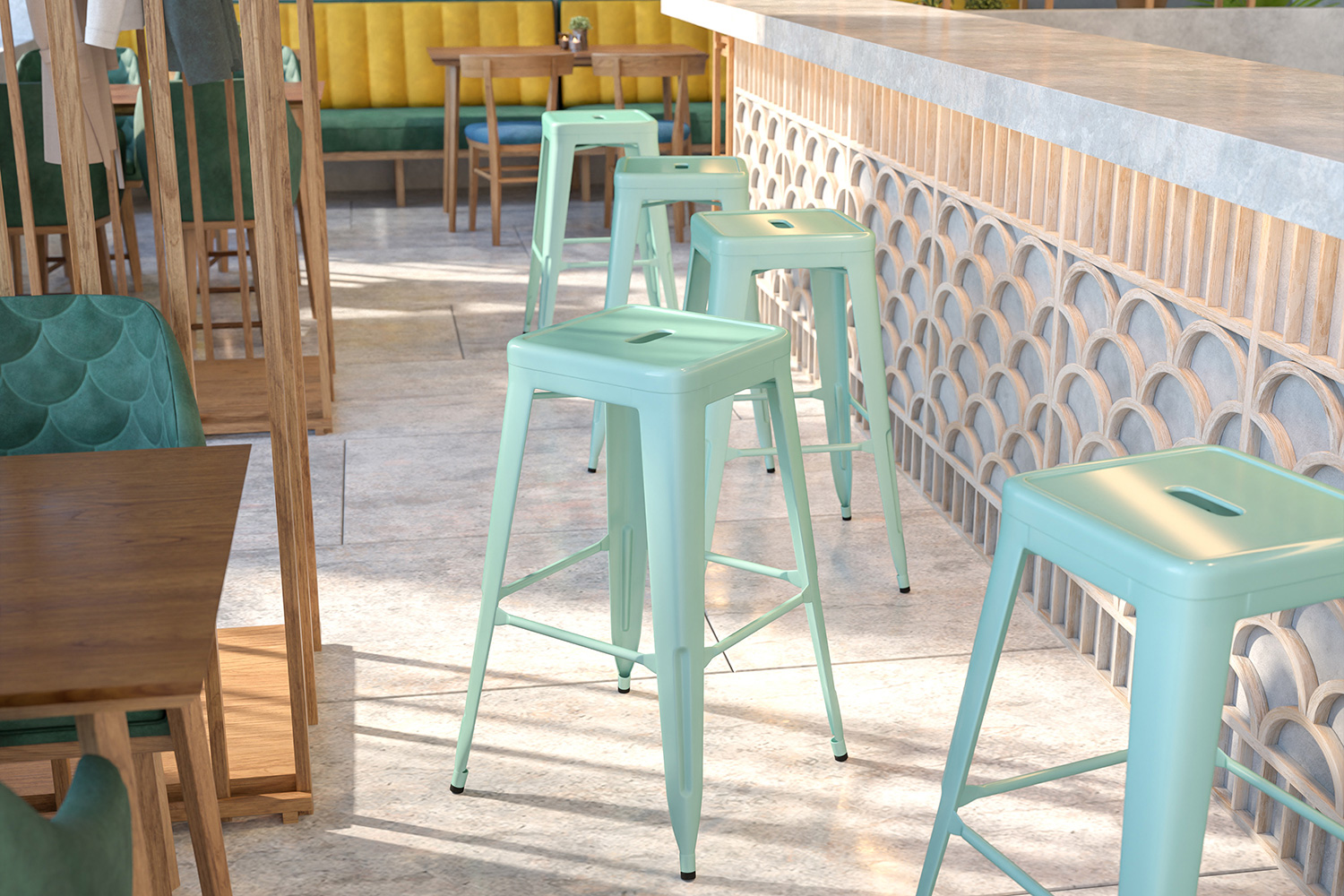 BLNK Kai Commercial Backless Indoor-Outdoor Bar Stool