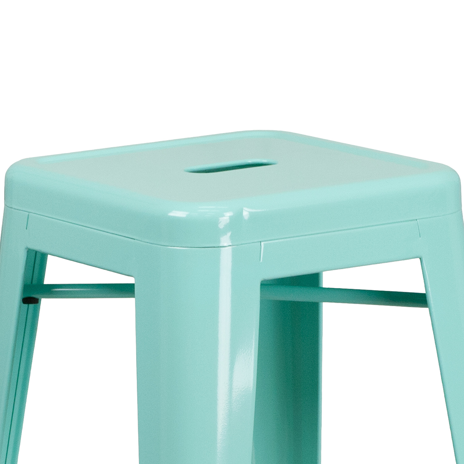 BLNK Kai Commercial Backless Indoor-Outdoor Bar Stool - Mint Green