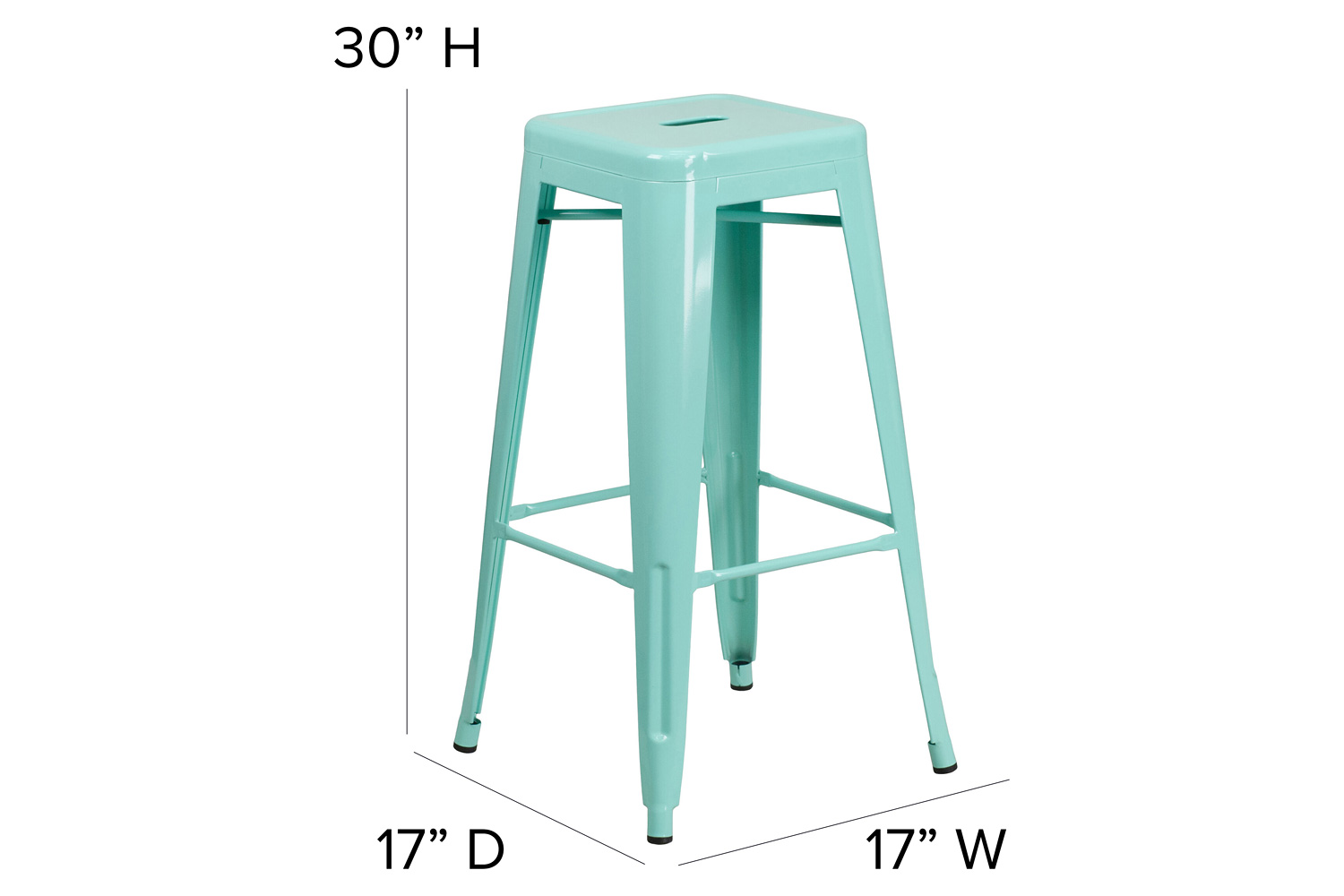 BLNK Kai Commercial Backless Indoor-Outdoor Bar Stool - Mint Green