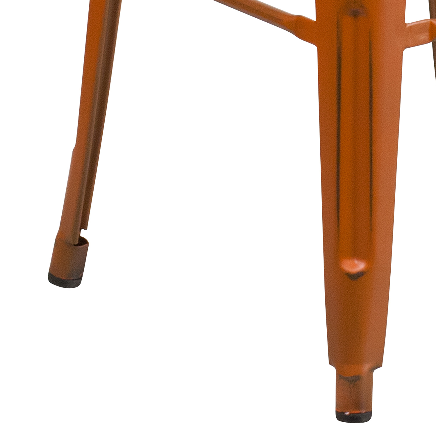 BLNK Kai Commercial Metal Backless Distressed Indoor-Outdoor Bar Stool - Orange